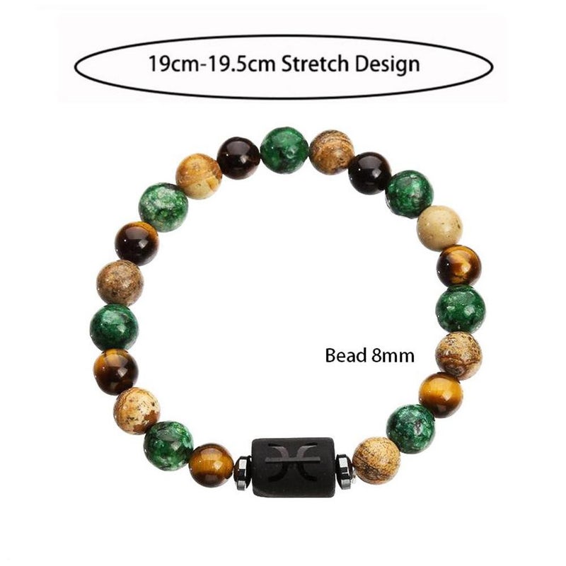 Twelve Zodiac Bracelets,Natural Stone Bead Bracelets,Stone Bead Bracelet for Men Women Constellation Elastic Charm Bracelet (virgo) - Image 4